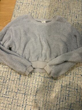 Style Rack Plush Crewneck Sweater in Light Blue Gray